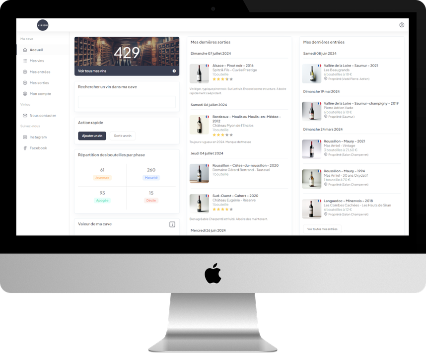 Présentation de l'application de gestion de cave à vin